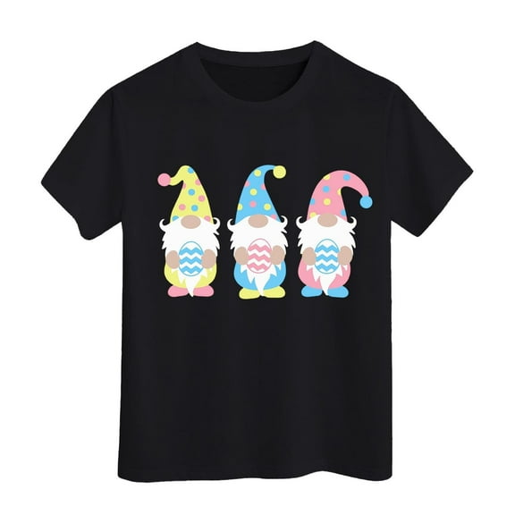 Teen Girl Tops Easter Day Short Sleeve Tee for Toddler Comfy Cartoon Bunny Girls' Tops, Tees & Blouses,Black,12-13 Years