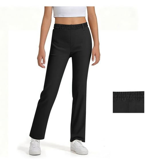 Teen Girl Uniform Pants Skinny Fit Kids Dress Pants with Pockets Straight Pants Girls Black Uniform Pants Back To School Clothes for Teen Girls Teen Tween Girl Clothing 14-15 years