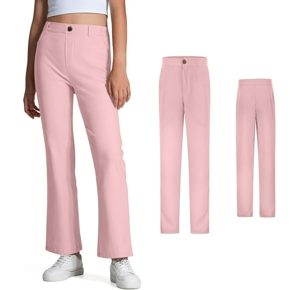 Teen Girl Uniform Pants Skinny Pants Stretch Pants With Pockets Flare Leg Pants Girls Pink Pants Back To School Clothes Teen Girls Pants Size 15-16 Years