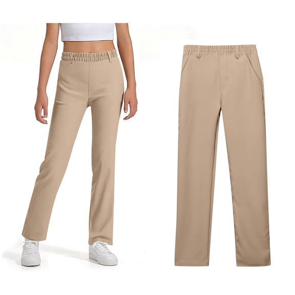 Teen Girl Uniform Pants Skinny Pants Stretch Pants with Pockets Straight Pants Brown School Pants for Girls Back To School Clothes for Teen Girls Teen Girls Clothes Size 14-15 years