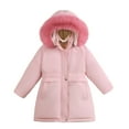 thumbnail image 1 of Teen Girl Winter Coat Hooded Puffer Jacket Pink Coat Full-Zip Long Sleeve Thicken Waterproof Jacket Kids 10-11 Years Jacket Girls, 1 of 3
