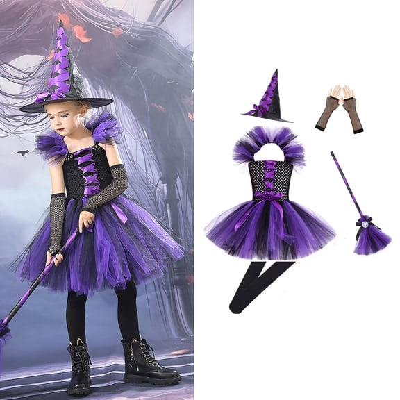 Girl Witch Tutu Dress Dresses Party Halloween for Girls 10-12 Years Kids Girls Dress