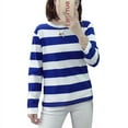 thumbnail image 1 of Teen Girl's Long Sleeve T Shirt Teen Girl Striped Tee Crew Neck Wide Stripes Tops Casual, 1 of 5