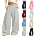 thumbnail image 1 of Teen Girl's Wide Leg Fleece Sweatpants 5-15 Years Elastic High Waisted Loose Baggy Track Pants with Pockets Streetwear, 1 of 9