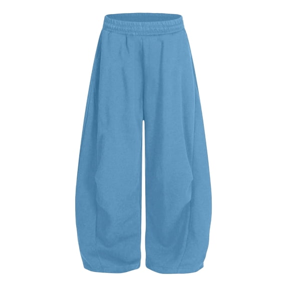 Teen Girl's Wide Leg Fleece Sweatpants 5-15 Years Elastic High Waisted Loose Baggy Track Pants with Pockets Streetwear