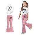 thumbnail image 1 of Teen Girls 2 Piece Outfits Short Sleeve Heart T-Shirt Top and Flared Pants Sets Girls Spring Clothes Girls Outfits Size 12-13 Years, 1 of 5