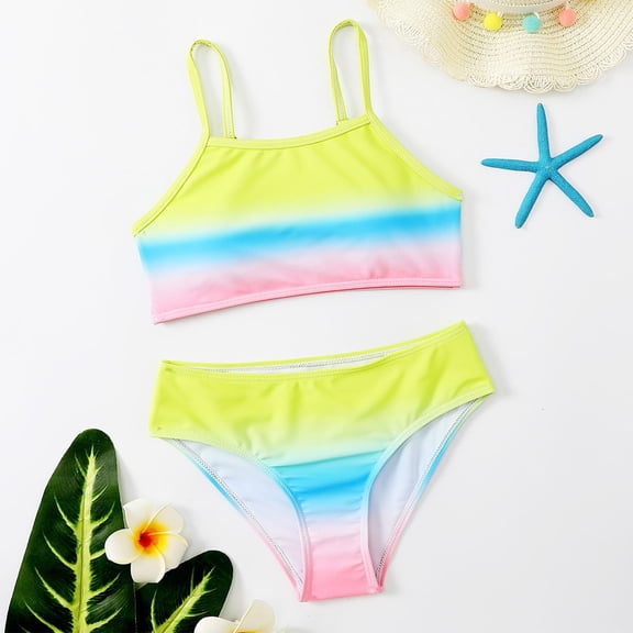Teen Girls 2 Piece Swimsuit Bikini Set Adjustable Strap Bathing Suit Girls Summer Swimsuit Bathing Suit for Girls 160