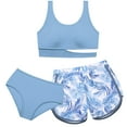 thumbnail image 1 of Teen Girls 3 Piece Quick Dry Bikini Set with Swim Shorts Print Bathing Suit Size 7-16, 1 of 9