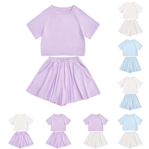 Girls Athletic Wear Short Sleeve Quick Dry T-Shirt and Shorts 2 Piece Sets Clothes for Girls 11-12 Years Summer