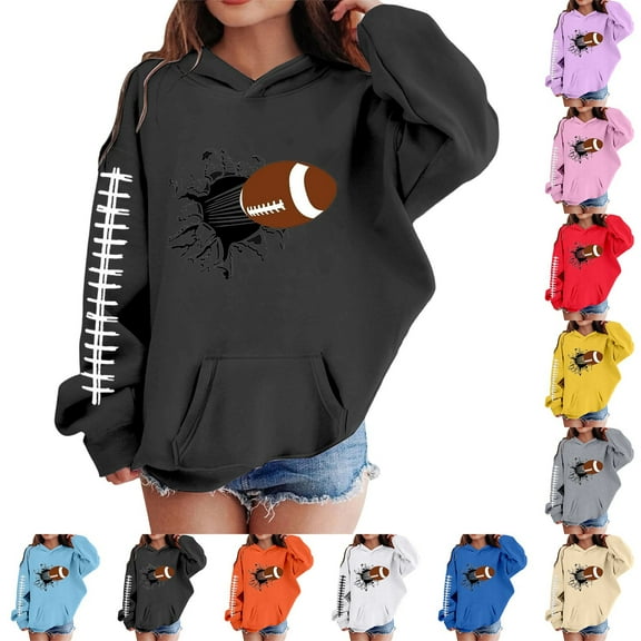 Teen Girls Baggy Hooded Solid Trendy Sweatshirt With Baseball Cute Long Sleeve Pullover Sweater Preppy Girl Fall Clothes - Beige,9-10 Years