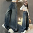 thumbnail image 1 of Teen Girls Baggy Jeans Denim Elastic Wasit Wide Leg Jeans Baggy Jeans for Toddler Girls 13-14 Years, 1 of 8
