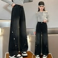 thumbnail image 1 of Teen Girls Baggy Jeans Elastic High Waist Wide Leg Baggy Pants Casual Denim Pants with Pockets for Kids Girls 10-11 Years, 1 of 8