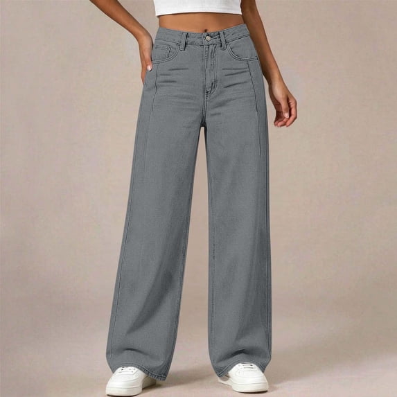 Teen Girls Baggy Jeans High Waisted Wide Leg Denim Pants Relaxed Loose Fit Y2K Streetwear Vintage Casual Straight Trousers with Pockets for Everyday Fashion