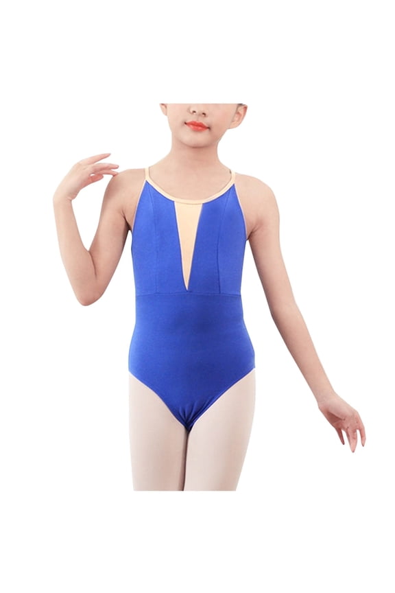 Teen Girls Ballet Leotards Size 2-15 One-Piece Sleeveless Rompers Toddler Kids Trendy Color-Block Crewneck Stretchy Backless Dance Jumpsuits