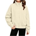 thumbnail image 1 of Teen Girls Boys Mock Turtleneck Zipper Closure Jacket with Side Pockets Ribbed Hem Cuffs Long Sleeve Loose Fit Casual Spring Autumn Outwear Solid Color, 1 of 7