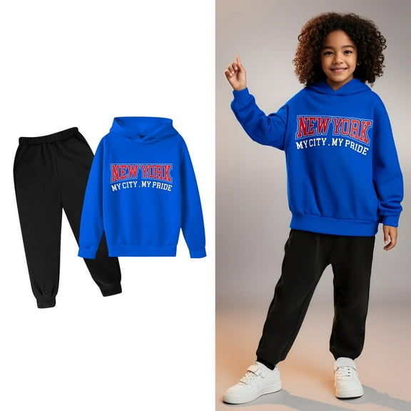 Teen Girls Boys Sweatsuit Set,2PC Long Sleeve Letter Pattern Tracksuit Pullover Hoodie Sweatpants Winter Clothes Tween Boys Clothes 11-12 Years