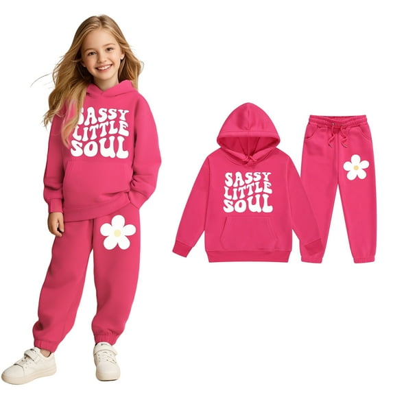Teen Girls Boys Sweatsuit Set,2PC Long Sleeve Pink Pullover Hoodie and Active Jogger Pants Warm Fall Winter Clothes Girls Sets 12-13 Years