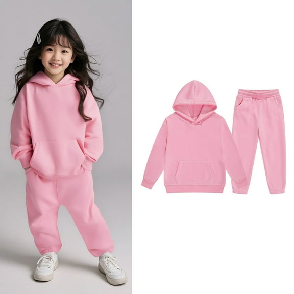 Teen Girls Boys Sweatsuit Set,2PC Long Sleeve Pink Sweatshirt Sweatpants Fall Winter Clothes Boys Girls Jogger Set 12-13 Years