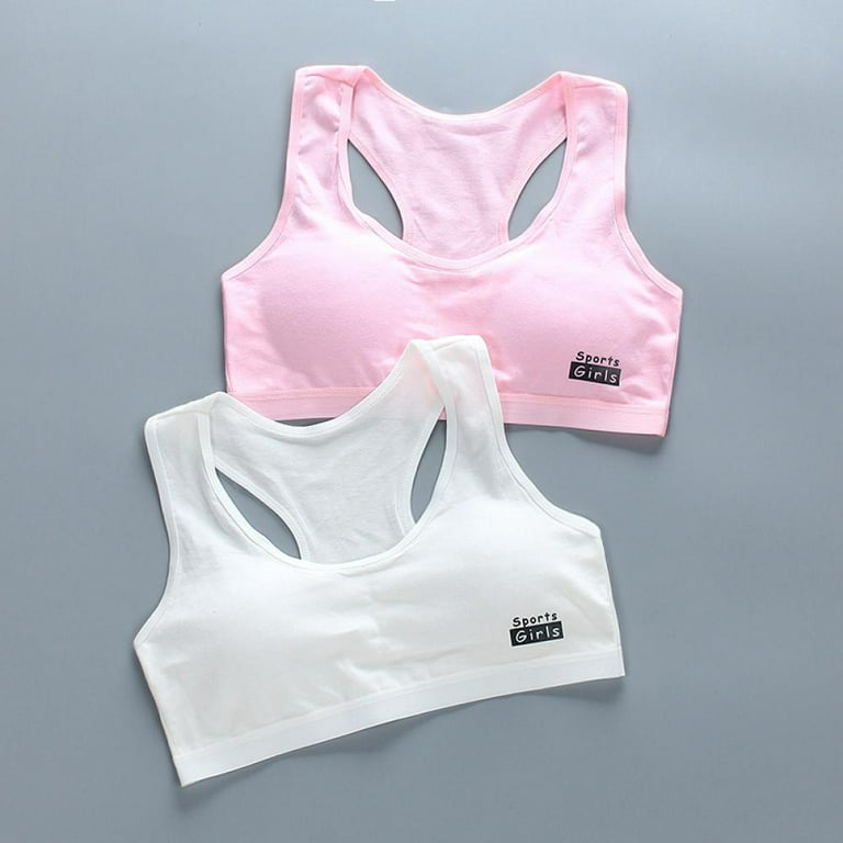 Teen Girls Bra Underwear Vest Puberty Sport Training Bra Breathable No  Trace Bras for Teen Girl 8-12Y,2pcs