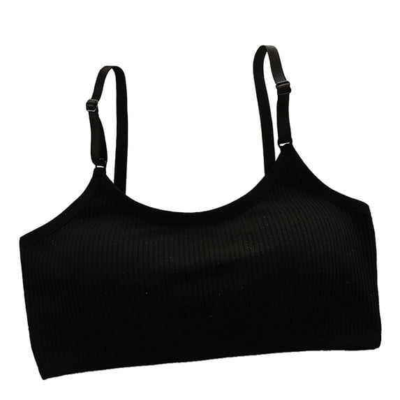 Girls Breathable Ribbed Bralette Contrast Adjustable Straps Sports Crop Top for School 12-18Y