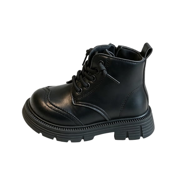 Teen Girls Brogue Ankle Boots With Tie Front Side Zipper Thick Sole ...