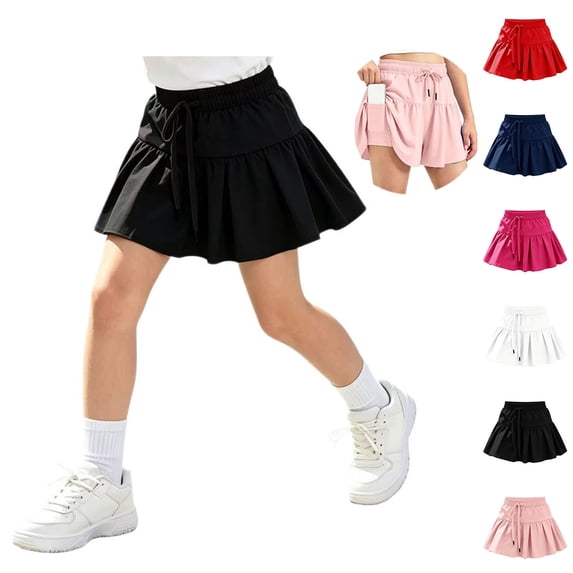Girls Butterfly Shorts 2-in-1 Flowy Shorts Tennis Skirts Kids Black Shorts Girls Sports Shorts Size 11-12 Years