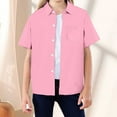 thumbnail image 1 of Teen Girls' Button Down Shirts Boys Formal Outfit Pink Button Down Boys Kids Uniform Shirts for Boys 12-13 Years Kids Clothes, 1 of 5