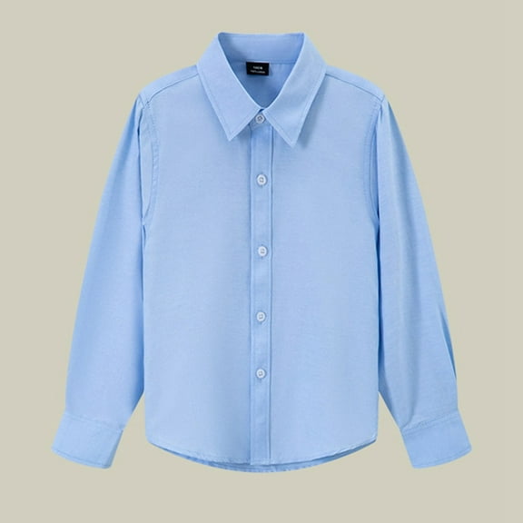 Teen Girls' Button Down Shirts Boys Formal Shirt Long Sleeve Blue Shirt Boys Collared Shirts Size 120Formal Outfits