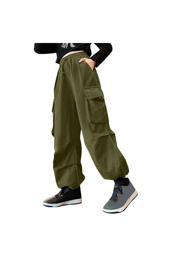 Teen Girls Cargo Pants Baggy Elastic Waist Cargo Joggers for Women Oversized Casual Work Pants Trousers