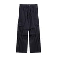 thumbnail image 1 of Teen Girls Cargo Pants Elastic High Waisted Drawstring Black Cargo Jogger Pants with Pocket Loose Fit Sports Outdoor Loose Pants Kids Pants Girls 12-13 Years, 1 of 5