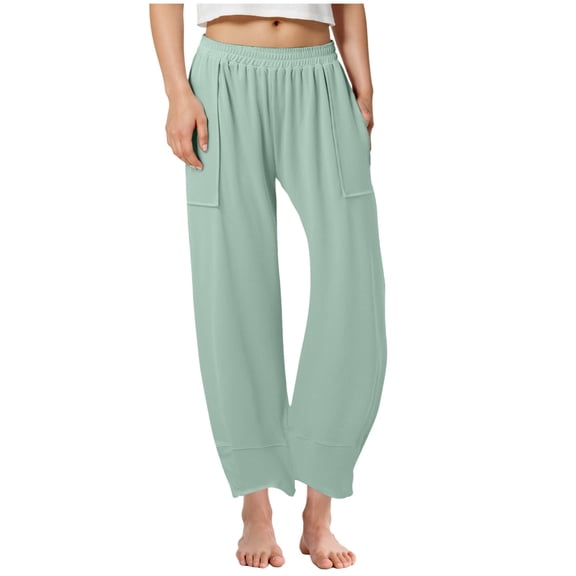 Teen Girls Casual Cotton Linen Pants Lightweight Summer Loose Fit Elastic Waist Plus Size Solid Lounge Long Trousers Cute Girl Clothes