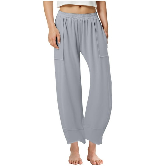 Teen Girls Casual Cotton Linen Pants Lightweight Summer Loose Fit Elastic Waist Plus Size Solid Lounge Long Trousers Cute Girl Clothes