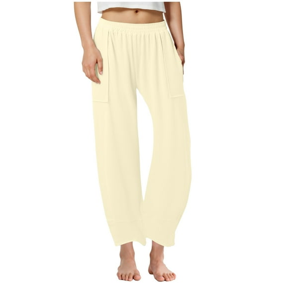 Teen Girls Casual Cotton Linen Pants Lightweight Summer Loose Fit Elastic Waist Plus Size Solid Lounge Long Trousers Cute Girl Clothes