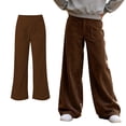 thumbnail image 1 of Girls Casual Pants Corduroy High Waist Girls Brown Pants Wide Leg Girls Loose Pants School Pants 13-14 Years, 1 of 9