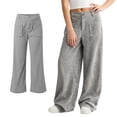 thumbnail image 1 of Girls Casual Pants Corduroy High Waist Grey Pants Wide Leg Baggy Pants Girl Pants Size 11-12 Years, 1 of 6