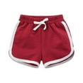 thumbnail image 1 of Teen Girls Casual Shorts Summer Sports Shorts with Pocket Elastic Cotton Athletic Short Pants, Red, 9 Years, 1 of 5