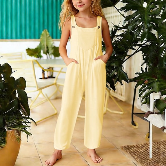 Teen Girls Causal Pants Wide Leg Casual Loose Fit Pants Overall Girls Bottoms Trousers with Pockets 11-12T