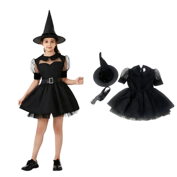 Teen Girls Costume Witch Costume Witch Dresses with Hats Two Piece Set Dress up Costumes Halloween Costumes 11-14 Years