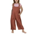 thumbnail image 1 of Teen Girls Cotton Linen Jumpsuits Kids Summer Loose Preppy Romper Casual Sleeveless Wide Leg Long Pants 2025 Overalls, 1 of 7
