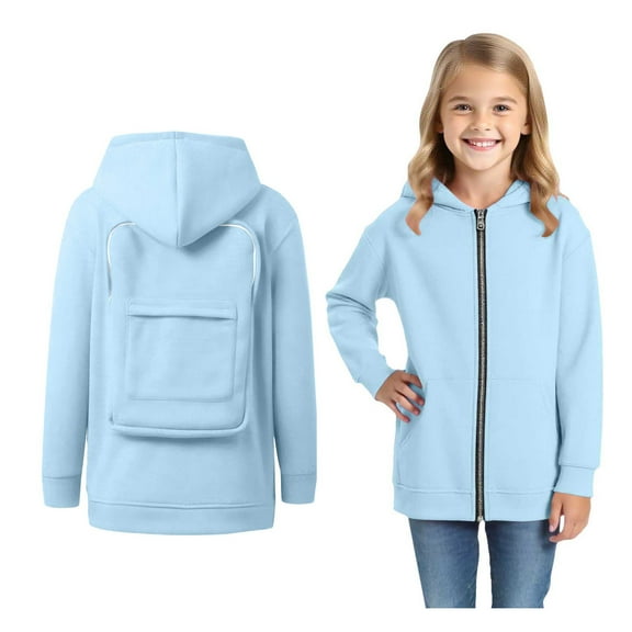 Teen Girls Creative Hoodies with Backpack Full Zip Hoodies Girls Casual Long Sleeve Hoodies 13-14 Years Boys Clothes for School