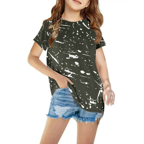 Teen Girls Cute Cotton Graphic T Shirts Junior Women's Casual Short Sleeve Trendy Tee Tops Black 11-12 Years