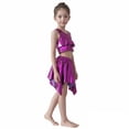 thumbnail image 1 of Girls Dance Sparkly Purple Dance Sleeveless Ruffles Top and Sparkly Skirt Set Dance Outfit Street Dance Outerwear 10-12 Years, 1 of 3
