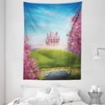 thumbnail image 1 of Teen Girls Decor Wall Hanging Tapestry, Fairy Tale Landscape With Castle Cheery Blooms Greenland Nature Romance, Bedroom Living Room Dorm Accessories, 60 X 80 Inches, by Ambesonne, 1 of 1