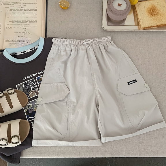 Teen Girls Denim Cutoffs Easy On/Off Stretch Waist Ripped Knee Girls Fashion Beige Boys Shorts 11-12 Years