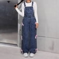 thumbnail image 1 of Teen Girls Jean Overalls Jumpsuits Kids Casual Sleeveless Overalls Girls Wide Leg Jeans Girls 1 Piece Rompers with Pockets Girls Jeans Size 14-15 Years, 1 of 7