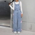 thumbnail image 1 of Teen Girls' Denim Overall Jumpsuits Kids Casual Sleeveless Overalls Girls Wide Leg Jeans Girls Overalls with Pockets Girls Outfits Size 10-11Years, 1 of 4