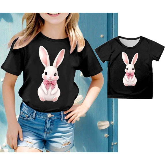 Teen Girls Easter Outfits Short-Sleeved T-Shirt Gray Easter Graphic Tees Girls Summer Easter T Shirts Easter T Shirts For Girls Size 12-13 Years
