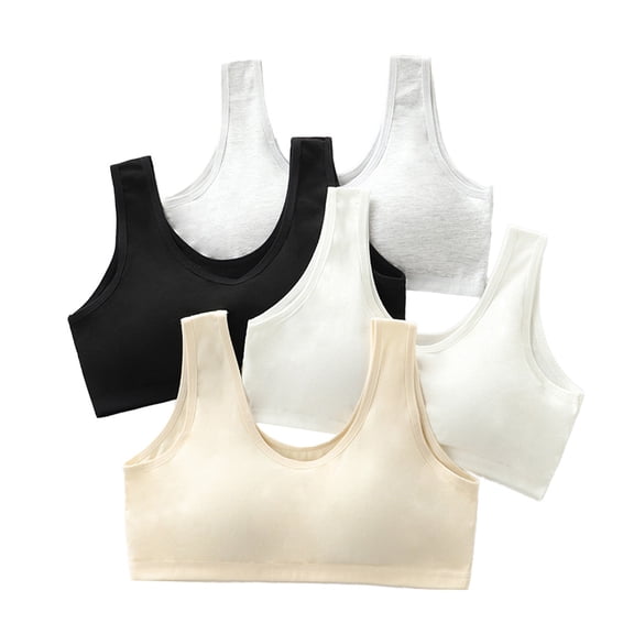 Teen Girls' Everyday Bra 10-15 Teen Student Girl Teens Bra Cotton Breathable Cami Bra Elastic Shoulder Straps with Adjustable Straps