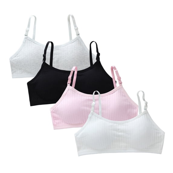 Teen Girls' Everyday Bra 10-16 Teen Student Girls Thin Cotton Elastic Shoulder Straps Breathable Bra with Adjustable Straps