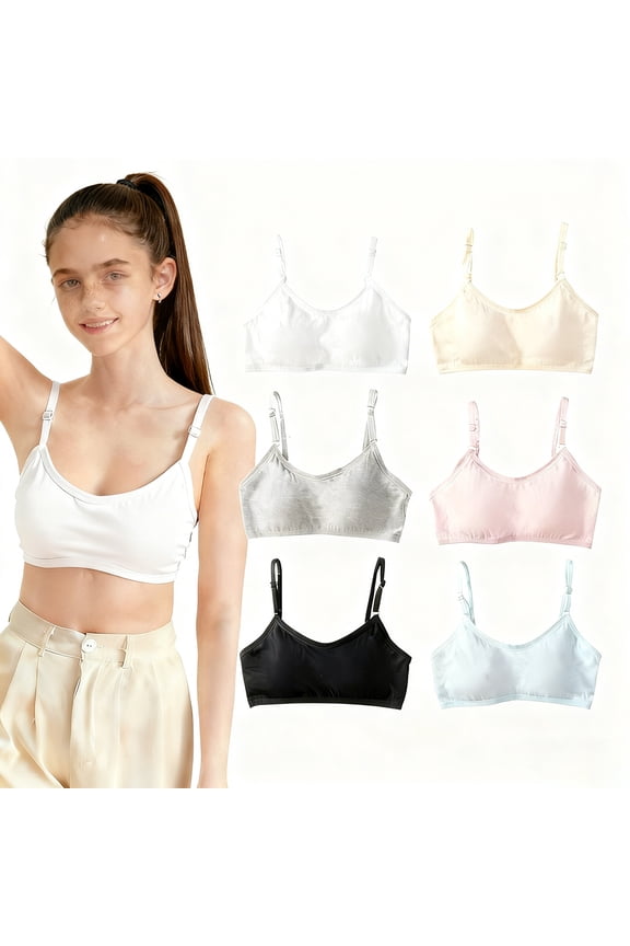 Teen Girls' Everyday Bra Fit for 10-16 Years Girl Teens Bra Wire Free Push Up Sports Bralette Bra Adjustable Straps Fixed Pads